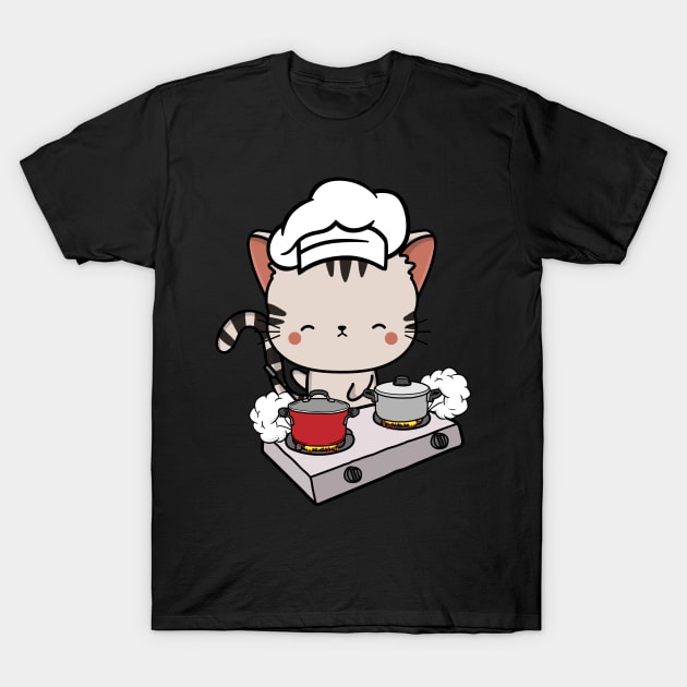 Funny Tabby Cat is cooking T-Shirt by Pet Station